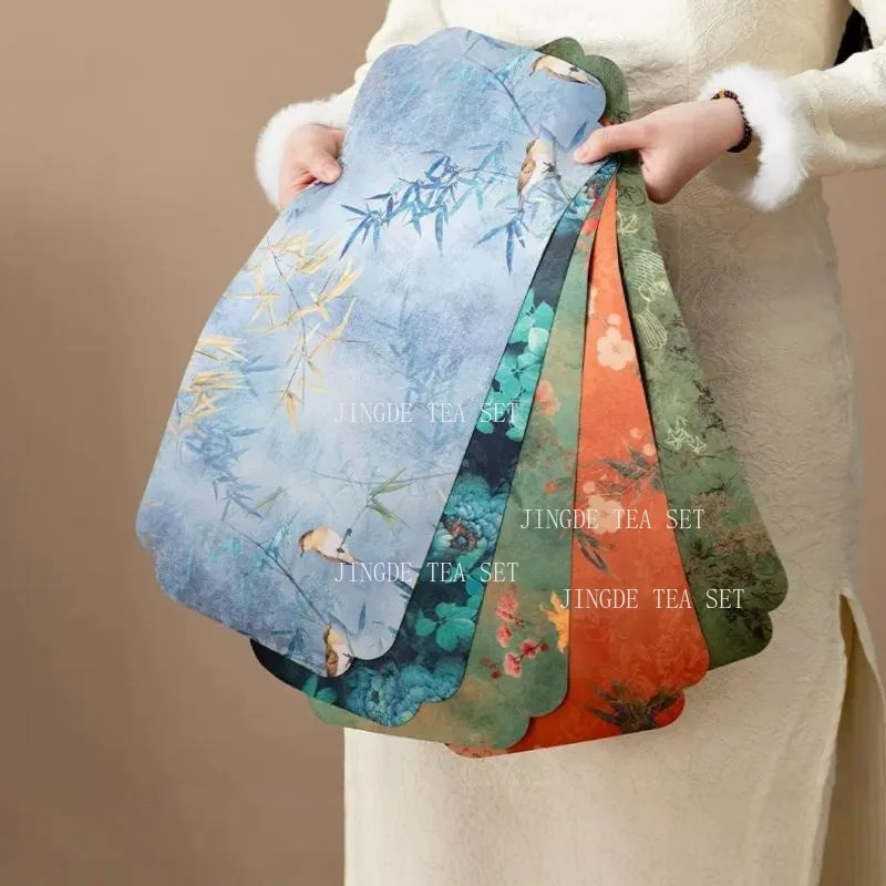50x23cm Chinese Style Brocade Tea Mat Waterproof Teaset Insulation Pad Household High-end Tea Ceremony Accessories Tea Towel