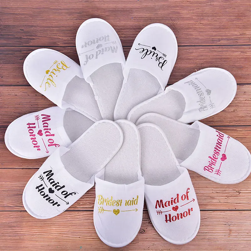 1Pair Bride Wedding Decoration Bridesmaid Party Slippers Ladies Party Supplies