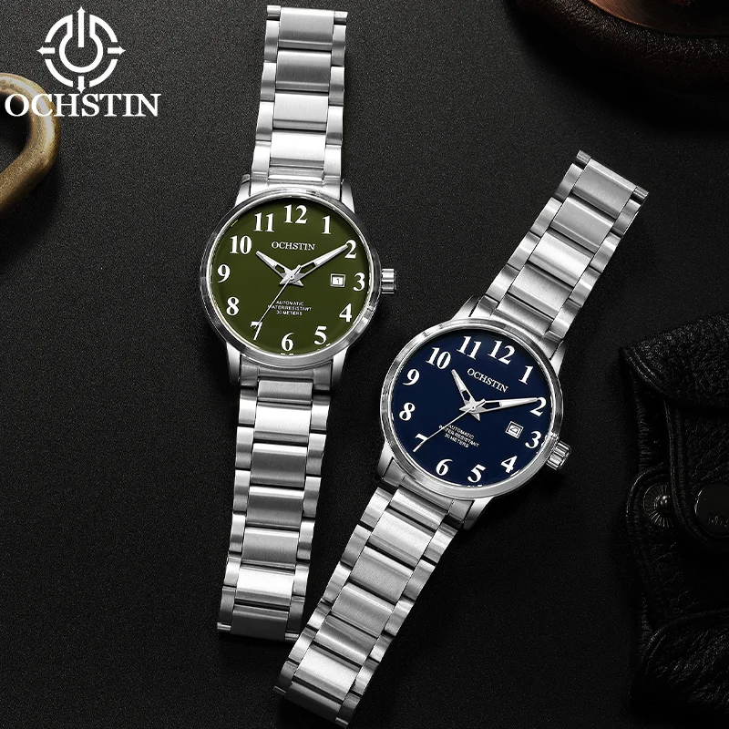 OCHSTIN Stainless Steel Mesh Band Watches Man Master Series Fully Automatic Machinery Luminous Hand Calendar Luxury Watch
