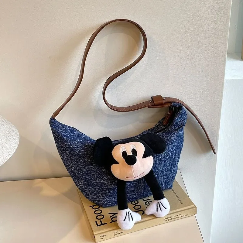 

Mickey Mouse Niche Denim Bag, Popular and Cute Mickey Doll, Versatile One-shoulder Cross-body Croissant Bag for Girls As A Gift