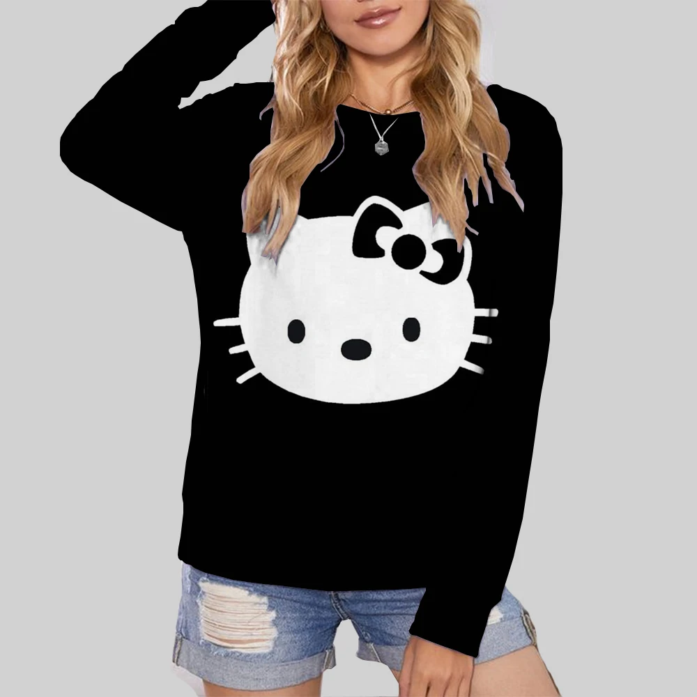 Streetwear Hoodies HELLO KITTY Printed Women Sweatshirt Autumn Winter Long Sleeve Harajuku Pullovers Hooded Sweater sudadera