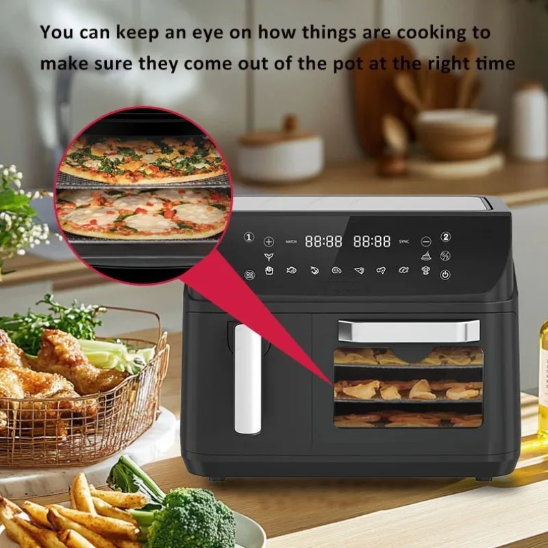 Air Fryer 110V 12.5L Visible Dual Basket Healthy Oil-Free Household Air Fryer