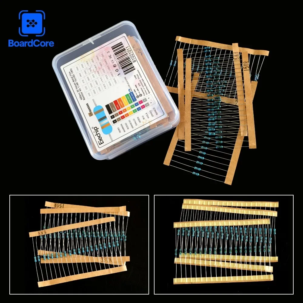 600 Teile/los 30 Werte * 20 stücke 1/4 W 1% Metall Film Widerstände Sortierte Pack Kit Widerstände Sortiment Set Festen Widerstand 10 Ohm ~ 1 M Ohm