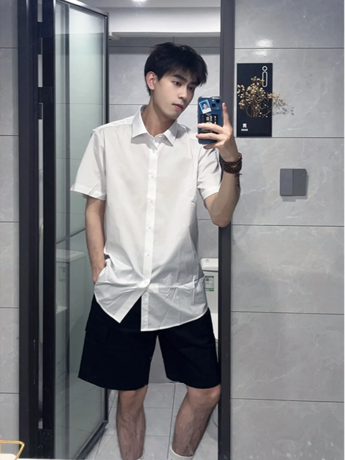 

Мужская летняя футболка свободного кроя из ледяного шелка с защитой от солнца, дышащая, модная, с рукавом до локтя, для молодежи