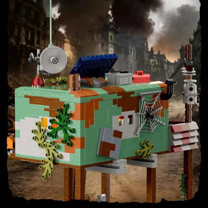 Post Apocalyptic Radio Station Building Blocks Tower Street View High Difficulty Model DIY Assembly Educational Toy for Children