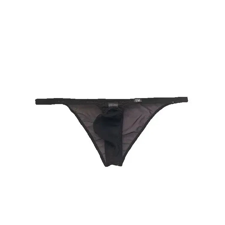 Solid Color Men Bikini Panties, Low Rise Breathable See-through Mesh, Elastic Trim Male Triangle Underpants
