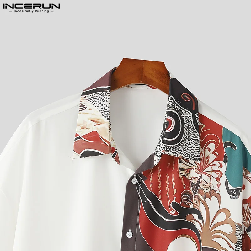 2024 Men Shirt Printing Vintage Lapel Short Sleeve Loose Casual Men Clothing Streetwear Summer Leisure Male Shirts S-5XL INCERUN