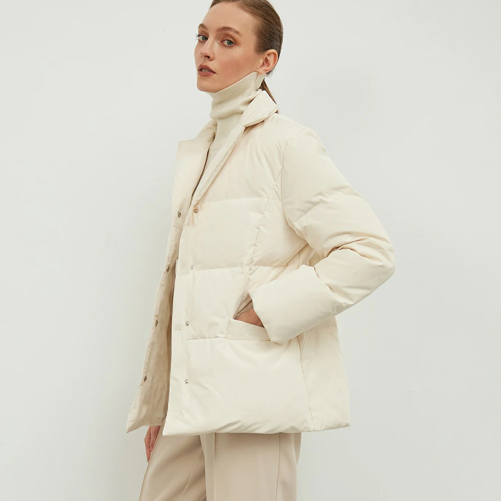 Mkyn white duck down coats, women loose ultralight windproof parkas, casual down jacket outerwear