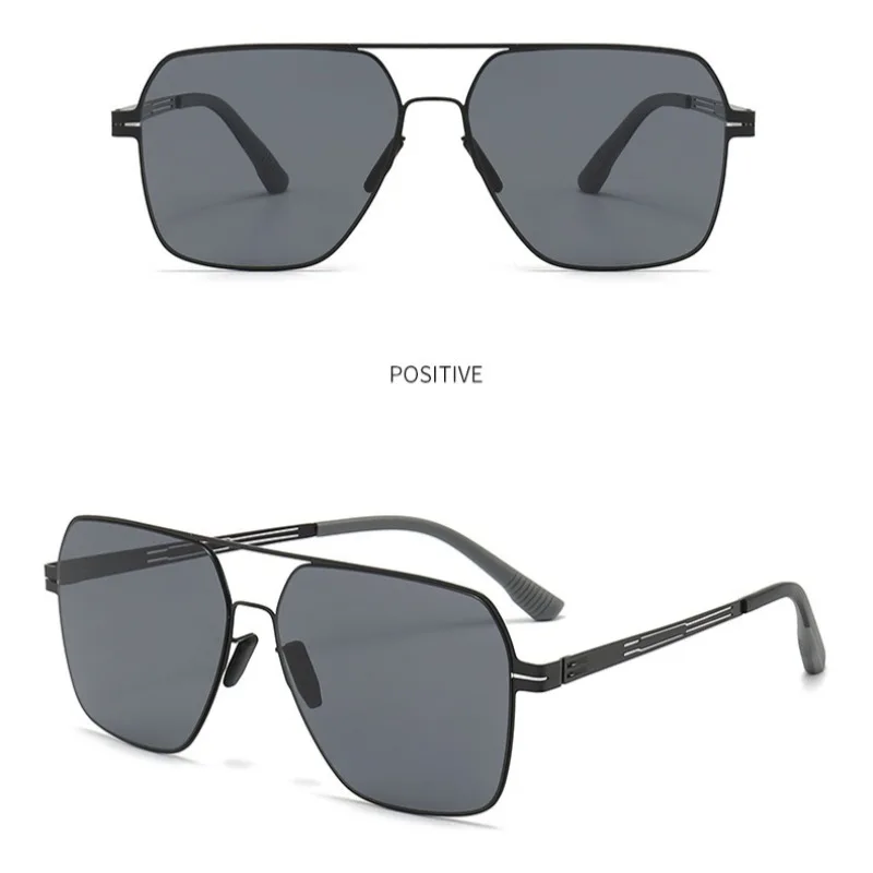 2026 Ultra-Light Stainless Steel Nylon Sunshade Driving Polarized Sunglasses Men's Double Bridge Pilot Square Sun Glasses UV400