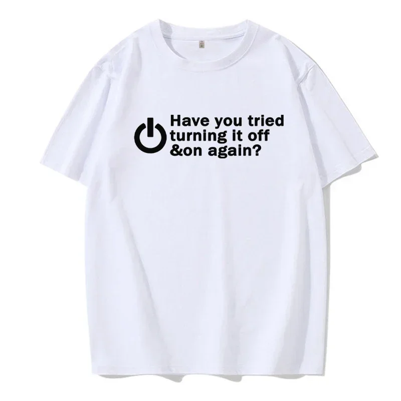 Попробовали ли вы отключить его и снова, футболки, Мужской Забавный подарок на день рождения для мужского ботаника, программатора, хакера, крутая футболка