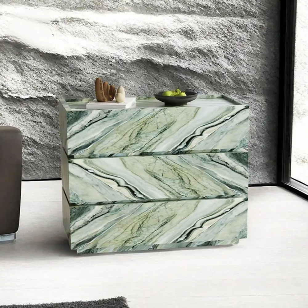 

"Premium Vintage Green Jade Stone Dresser - Handcrafted Luxury Marble Slate 3/4/5-Drawer Storage Cabinet Custom Retro"