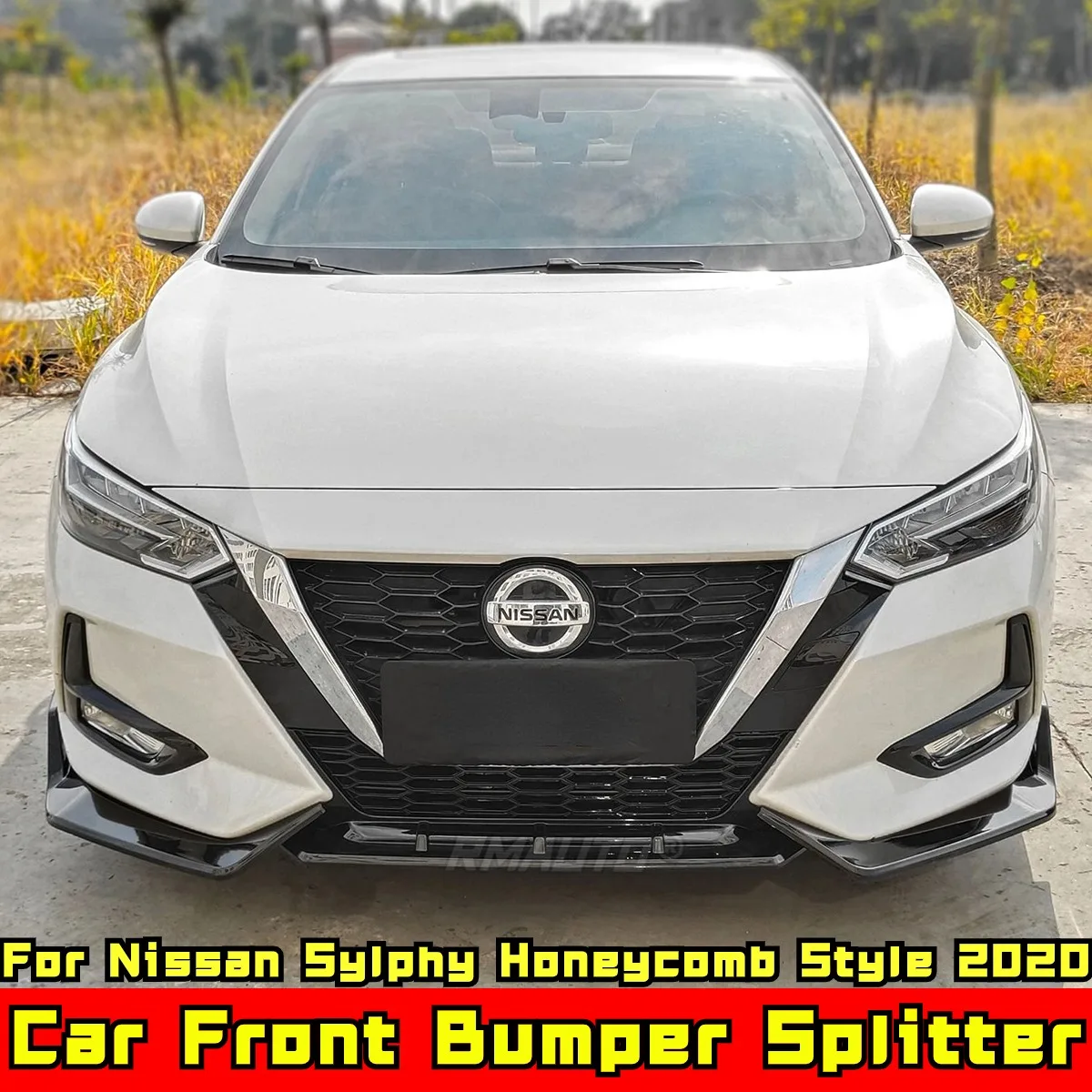 Sylphy Front Bumper Splitter Carbon Fiber Look Honeycomb Style Front Bumper Spoiler For Nissan Sylphy 2020 Car Accessories