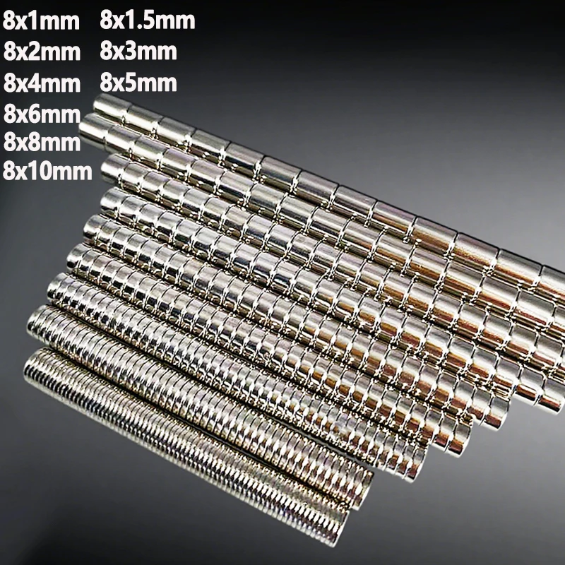 

10-200pcs Small Round Shape Magnet 8x1 8x1.5 8x2 8x3mm Fridge Office Garage Tool Refrigerator 8x4 8x5 8x6 8x8 8x10mm Accessory