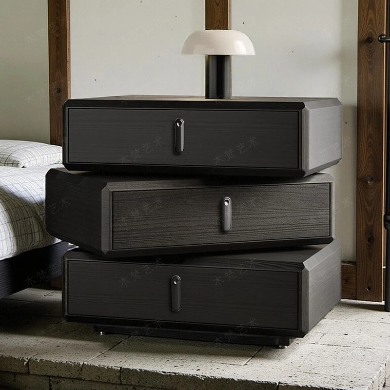 

Narrow Classic Nightstands Unique European Black Wood Design Nightstands Modern Minimalist Mesitas De Noche Home Furniture