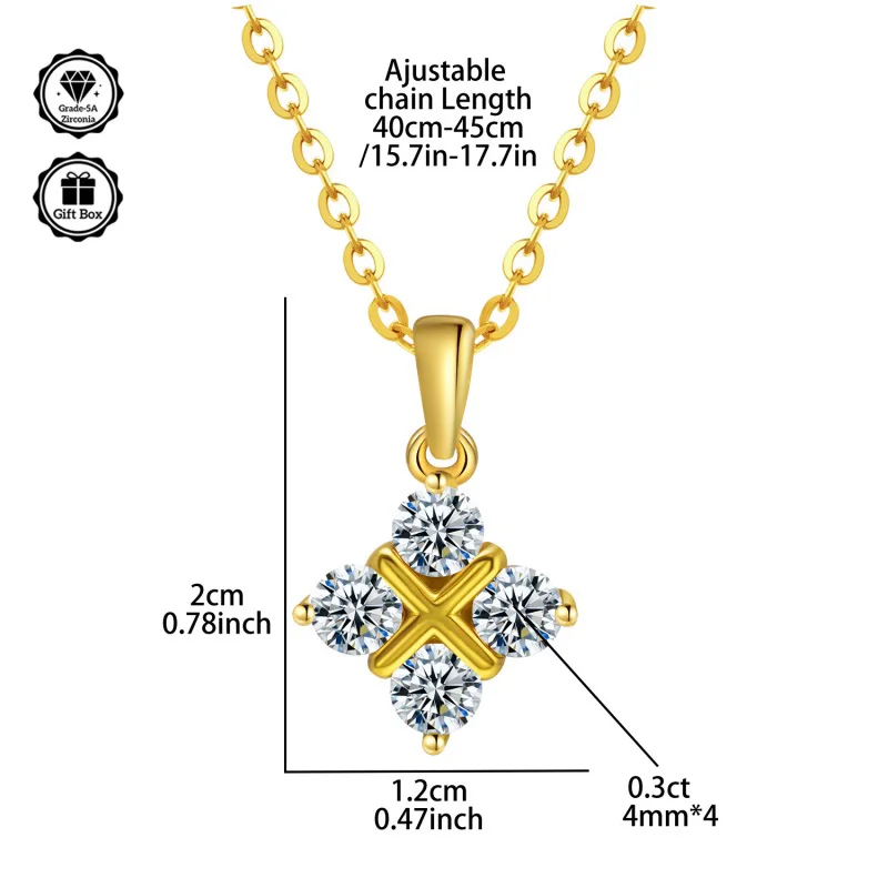 

LAMVOICE S925 sterling silver necklace, Jewelry for women, christmas gift high quality gift, 1.2 carat zirconia necklace
