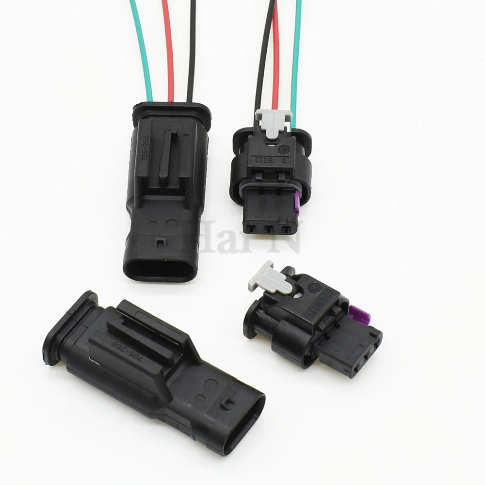 Weiblich männlich 3-poliger wasserdichter Tyco AMP-Stecker für Automobile 1718653 -1 4F 0973703   Für Rückfahrkamera AUDI VW LEAR 1- 1718644 -2