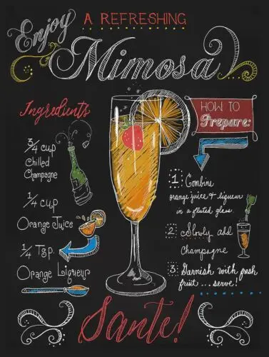 Mimosa Cocktail, Retro metal Sign vintage / man cave / Bar / Pub