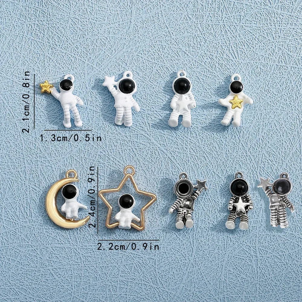 Pendentif astronaute mignon, accessoires de bijoux à faire soi-même, huile soleil, lune et étoile, accessoires pour vêtements à la mode