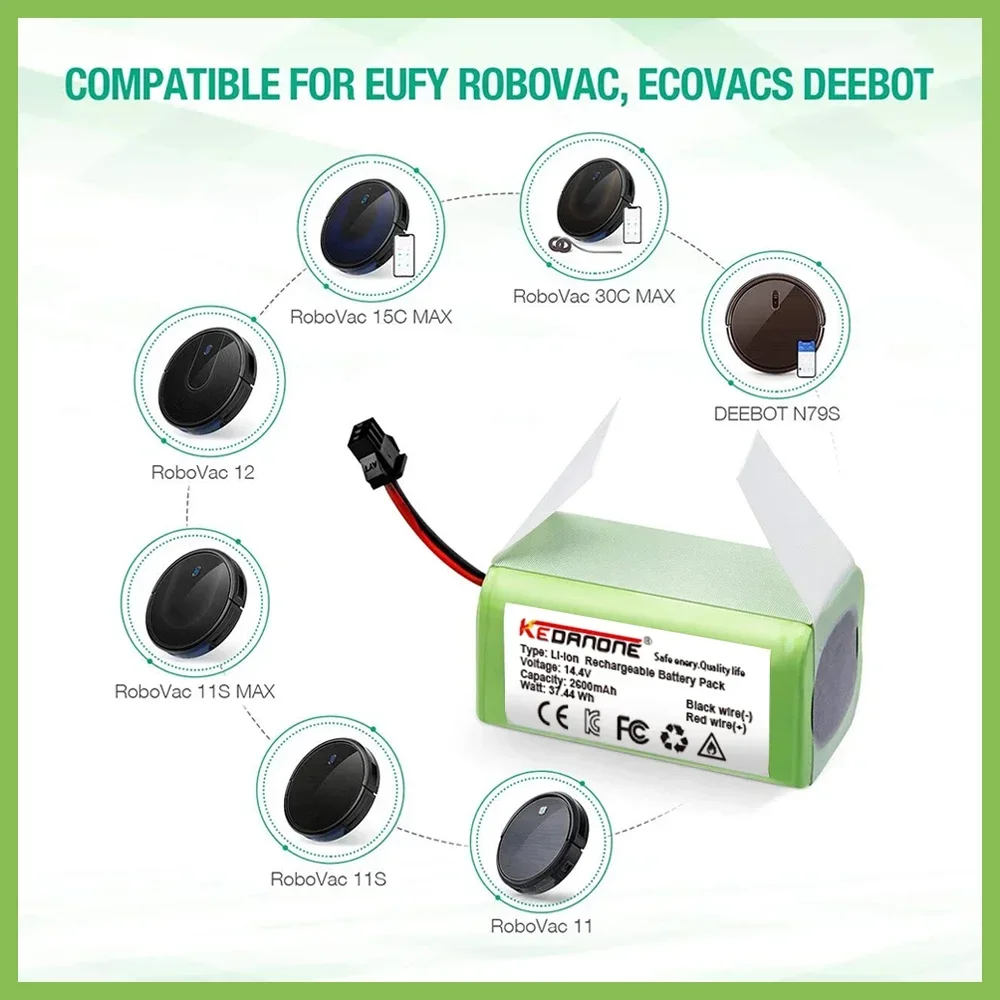 batería conga 950 990 1090 cecotec 14.4V 4.0Ah Li-ion battery  for Ecovacs Deebot DN621 601/605 Eufy RoboVac 35C Panda i7 V710