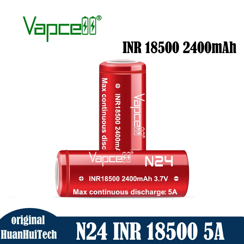 Vapcell-Baterias de íon de lítio recarregáveis originais para ferramentas elétricas, bateria INR 18500, 2400mAh, 5A, 3.7V, maior capacidade, N24, N24