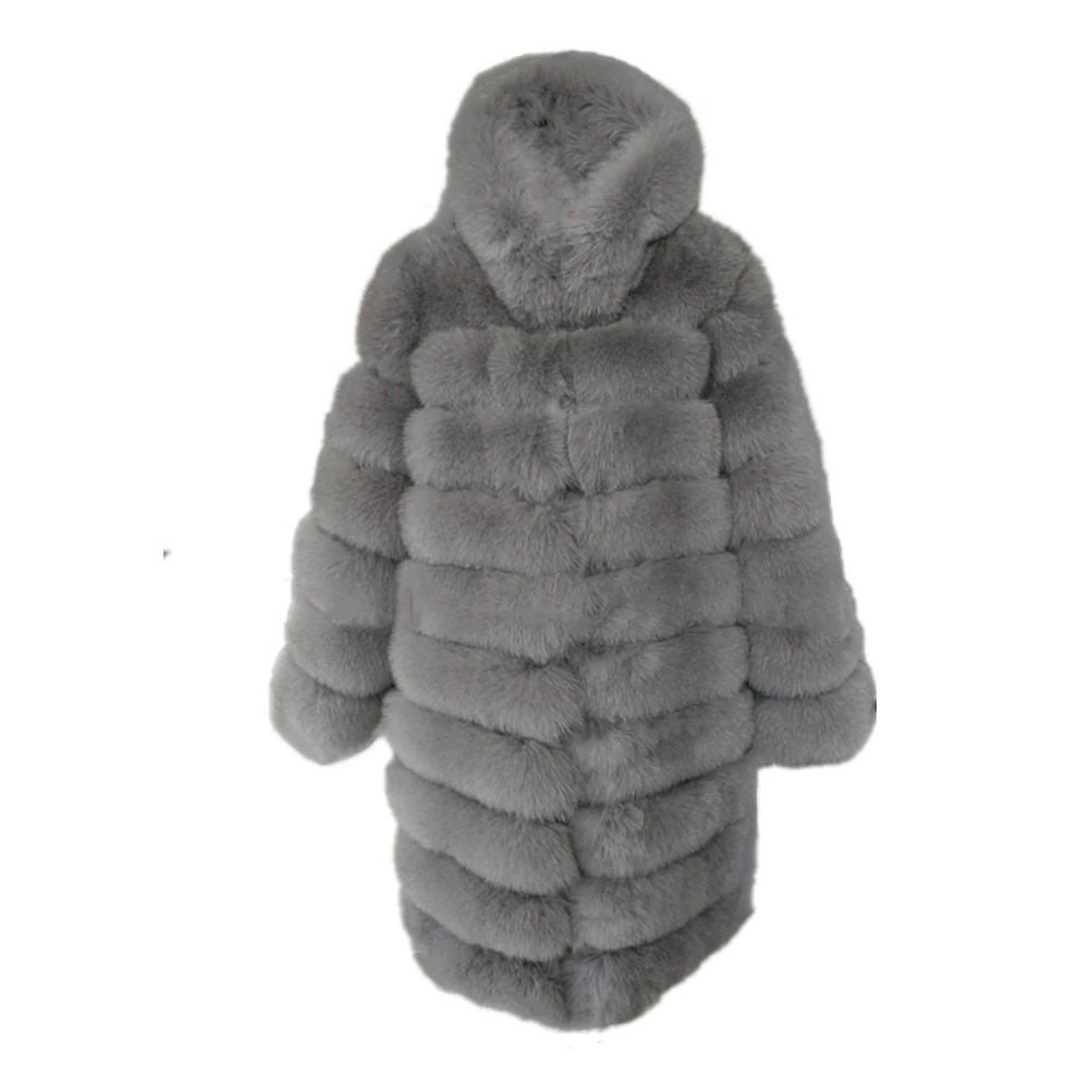 Dames Winterjas Met Lange Mouwen Imitatiebont Jas Met Dikke Warme Lange Bovenkleding Met Capuchon