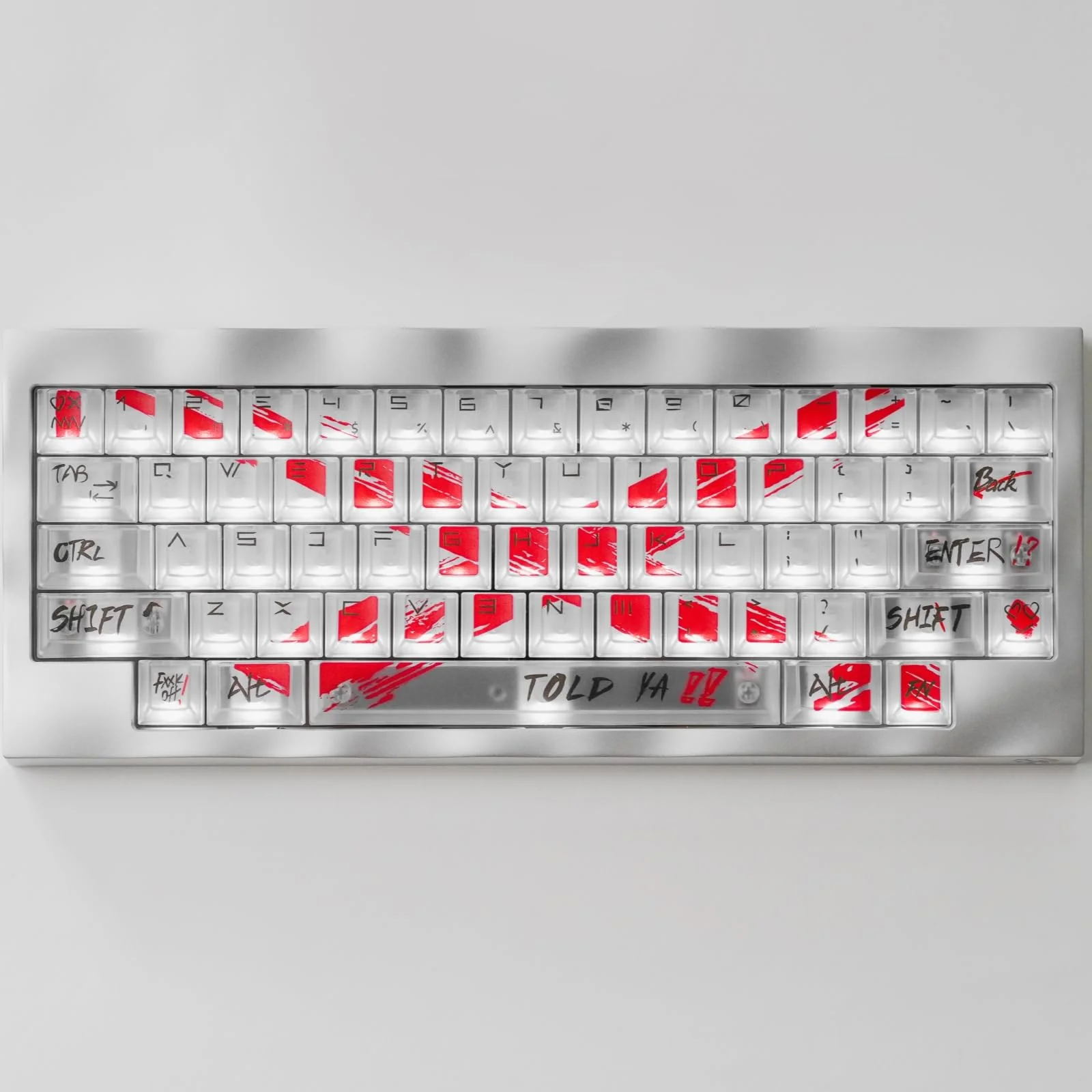 

122-Key Transparent Shine Through Keycap Set Cherry Profile UV Printed for 60% 70% 80% Mechanical Keyboards Cherry MX Switches