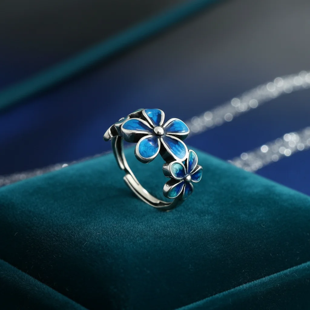 Emaille bloemenring met verste - Vintage Fashion Rings recensie en prijs