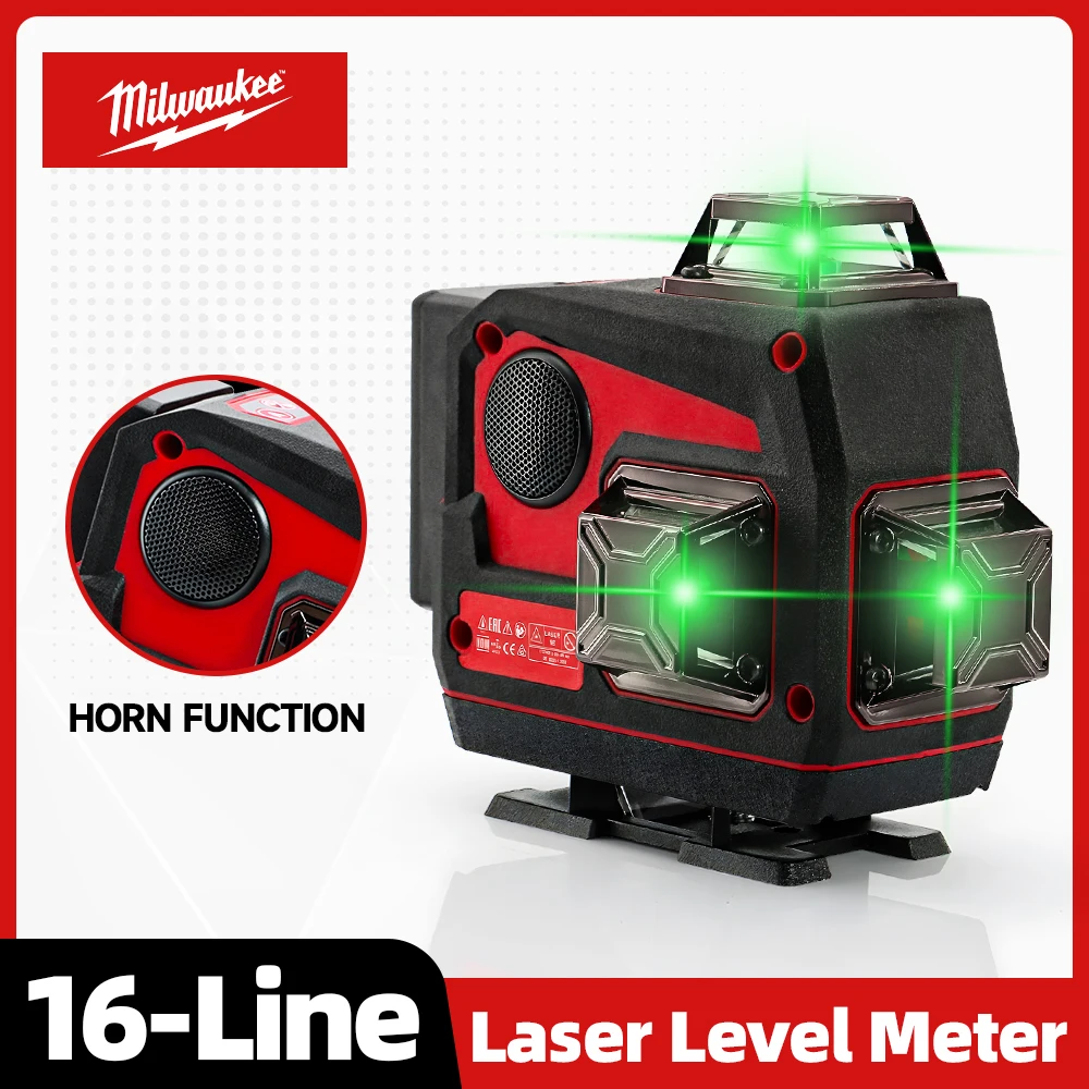 

Milwaukee Laser Level 16 Lines Self-leveling with Bluetooth Speaker can play music High Precision Green Cross Laser Lines Tools