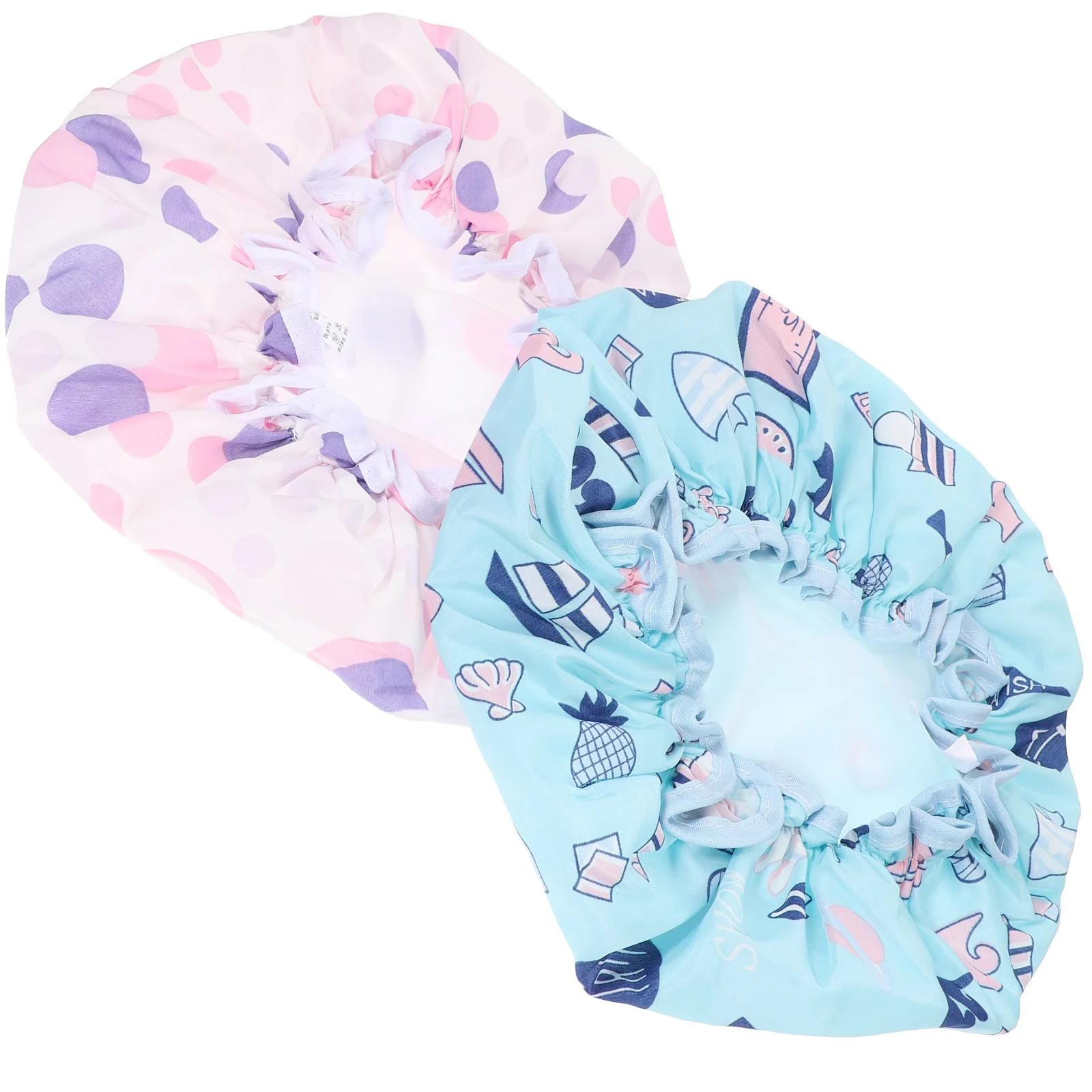 

2 Pcs Elastic Shower Cap for Long Hair Extra Large Women Kids Reusable Caps Bath Covers Bonnet