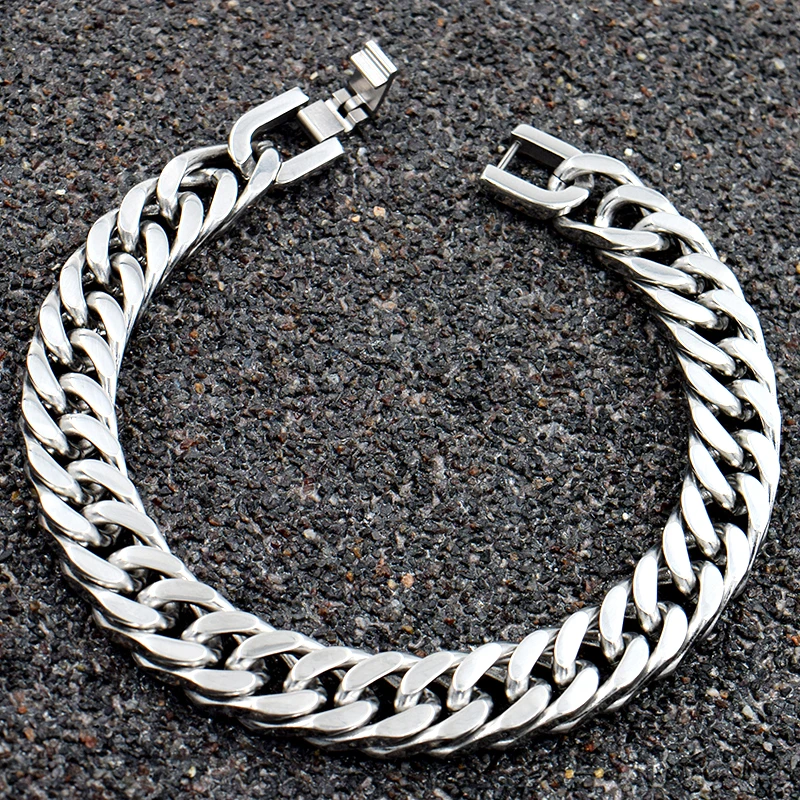 GOKADIMA Stainless Steel Cuban Bracelet for Men Punk Hand Chain Male Jewelry Accessories Gift,6mm/8mm/10mm Wide Silver Color