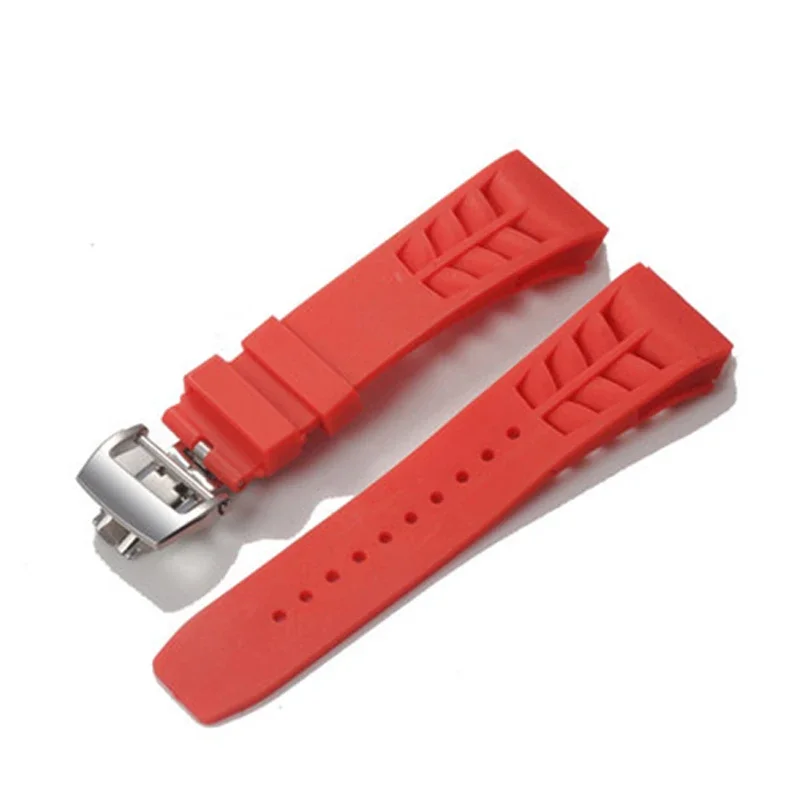 Men\'s Silicone Watch Strap for Richard Mille Red Black Green Gray Blue Yellow Orange Rubber Watch Band Accessories 25mm-20mm