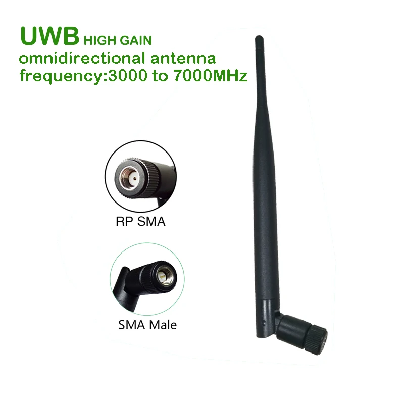 

EOTH 1p 2p UWB ultra wide antenna 3000 to 7000 mhz omnidirectional sma male female 5 dbi rod antene signal receiver high gain