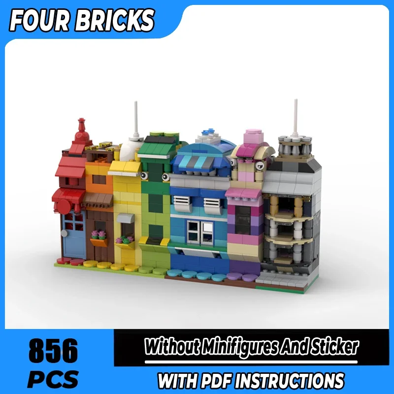 Moc blocos de construção 11005 casas arco-íris tecnologia tijolos modulares modelo presentes brinquedos natal diy conjuntos montagem