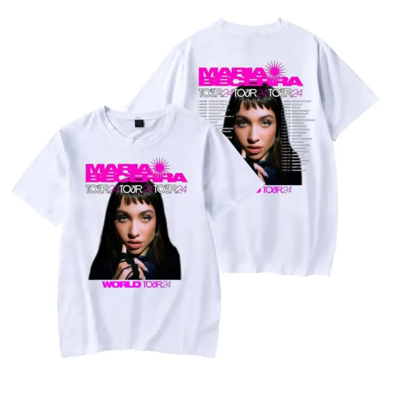 2024 Maria Becerra 2024 World Tour T-shirt Short-sleeved Women Men Fashion Casual Summer Tee