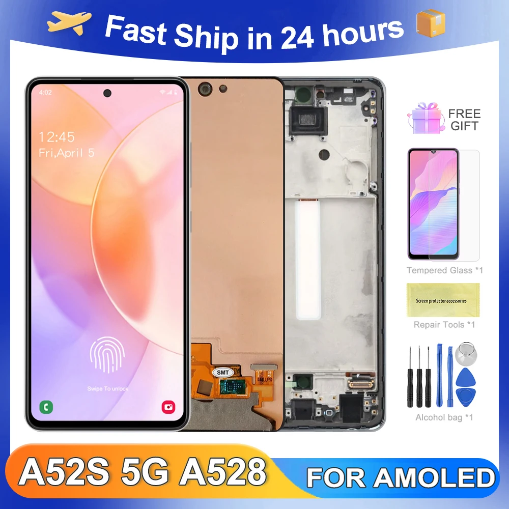 لسامسونج A52S 5G ل AMOLED A528 A528B A528B/DS A528N شاشة الكريستال السائل مجموعة المحولات الرقمية لشاشة تعمل بلمس استبدال