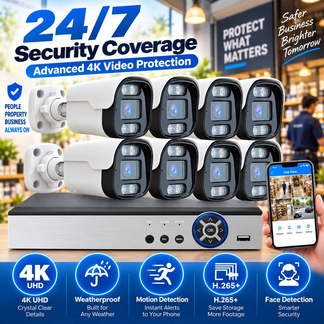 8CH 4K H.265 Face Detection AHD DVR Kit CCTV System 8MP Ultra HD Indoor Outdoor Bullet Camera Video Security Surveillance Set