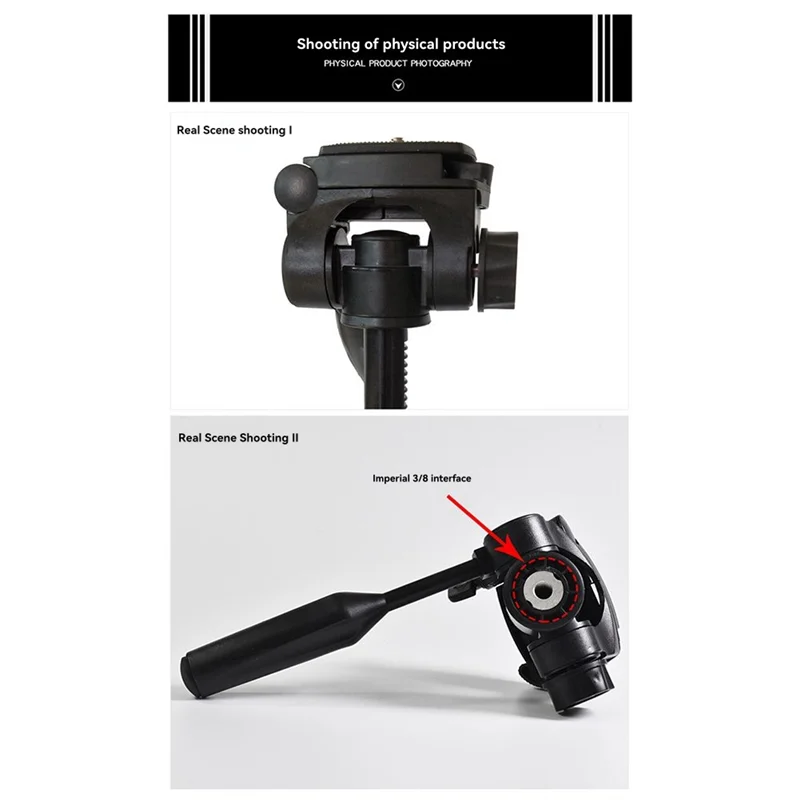 ABSQ-3D Camera Phone Tripod Video Head Hydraulic Fluid Handle 3/8