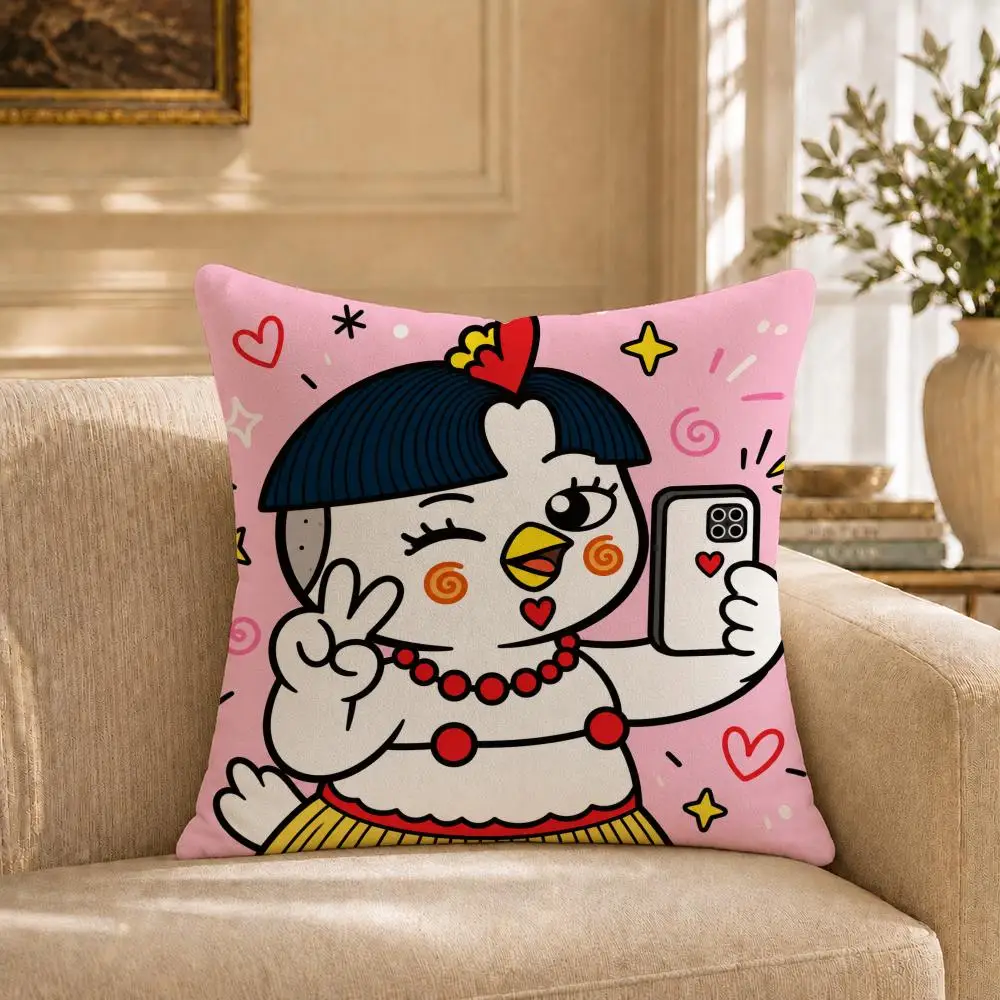 Food S-Samyang Buldak Cushion Cover Short‑plush Cushion Cover,Breathable,Skin‑friendly,Washable,room Sofa Decor Gift