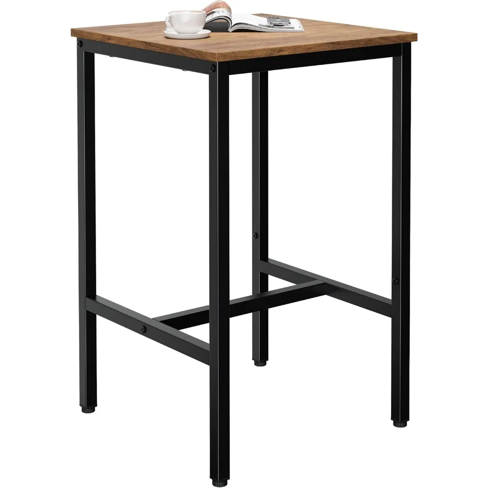 طاولة بار مربعة بإطار معدني صناعي للمساحات الصغيرة، سطح مرتفع، 23.6 × 23.6 × 36.9 بوصة، سهلة التجميع