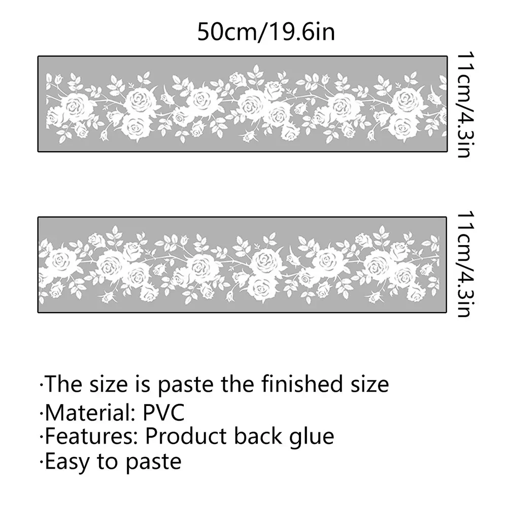 الدانتيل الحدود نافذة ملصق شفاف زهرة بيضاء الروطان الجدار ملصق الخصر خط ملصقات لباب زجاجي ديكور المنزل الحمام #6