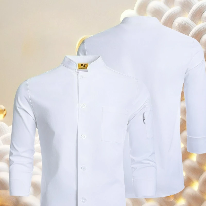 Professional Long Sleeve Chef Coat Men Single Row Kitchen Jacket for Restaurant Waiter Uniform Bakery