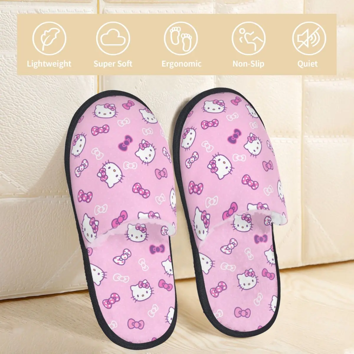 Winter Furry Cotton Slippers Sanrio Hello Kitty Accessories Household Fur Slides Slippers Indoor White Soft Non-skid Slides