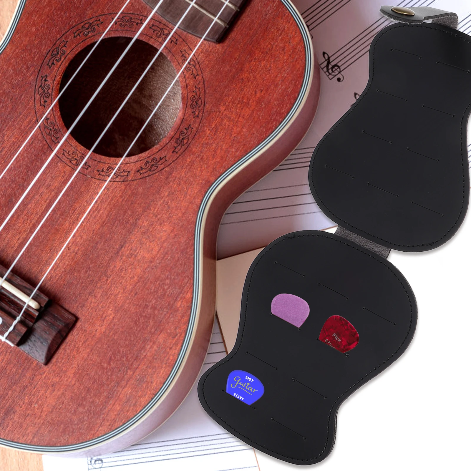 

Guitar Picks Bag PU Holder Storage Case for Electric Guitar Accessories Pick Container Classic Simple Style