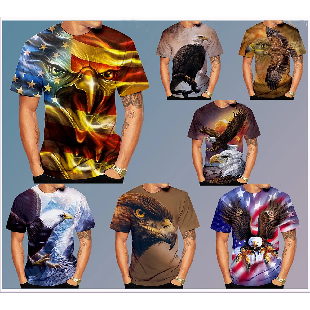 Sommer heiß verkaufen modische amerikanische Weißkopf seeadler cool 3d gedruckt lässig personal isierte Street Style T-Shirt