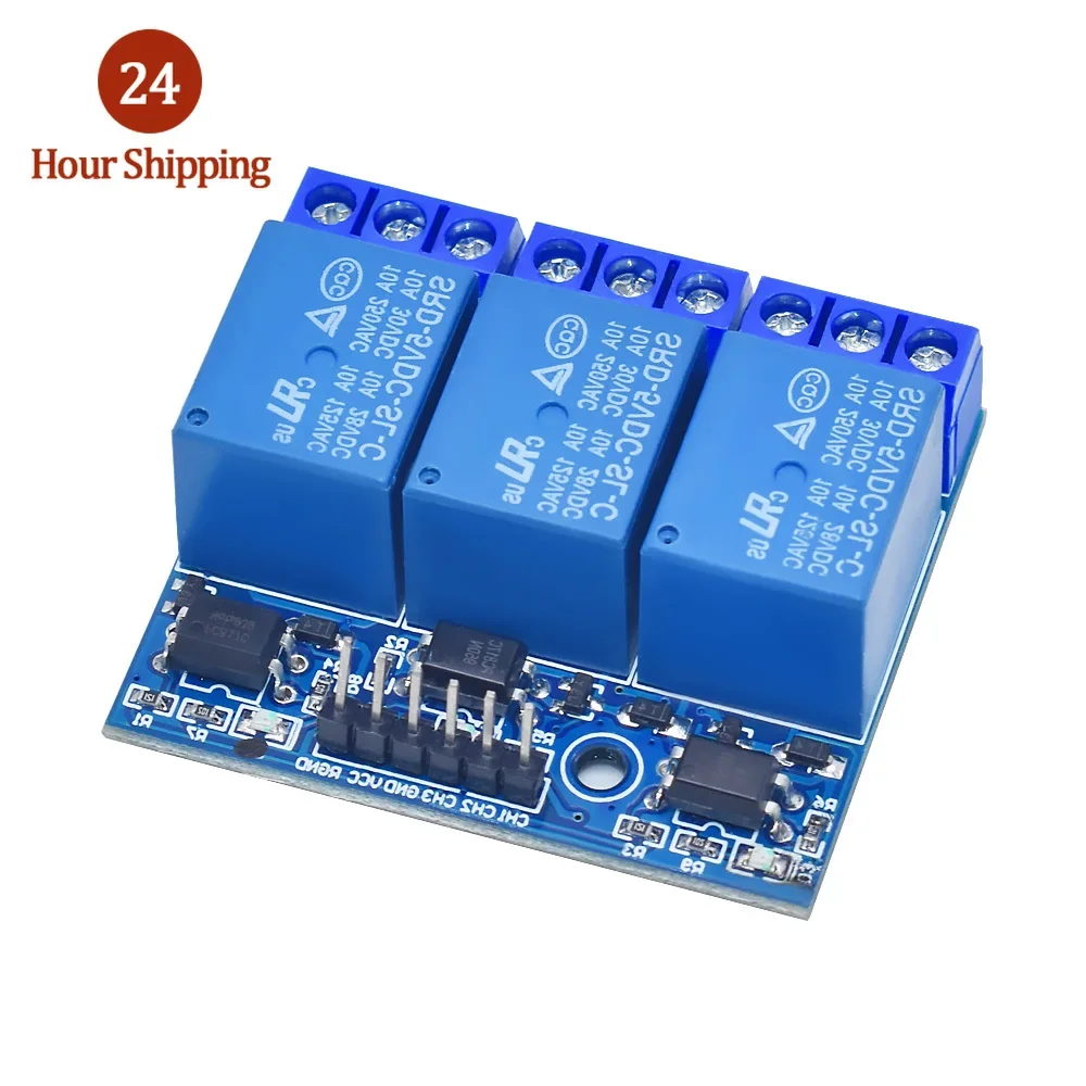 5V/12V 3 Channel Relay module is equipped with optical coupler to isolate the 3.3V and 5V signals of the high-voltage relay