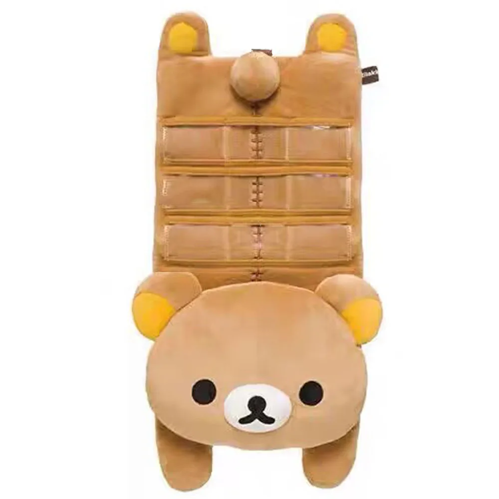 Cute Rilakkuma Bear Plush Hanging Storage Pocket Organizer Cosmetics Bag Receiving Makeup Pouch Case for Home Girls Woman 45cm