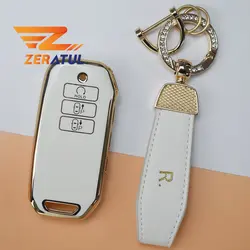 Llavero con borde dorado de 7 botones de TPU para Kia Sorento MQ4 2020 2021 EV6 K8 v6, funda para llave remota de coche