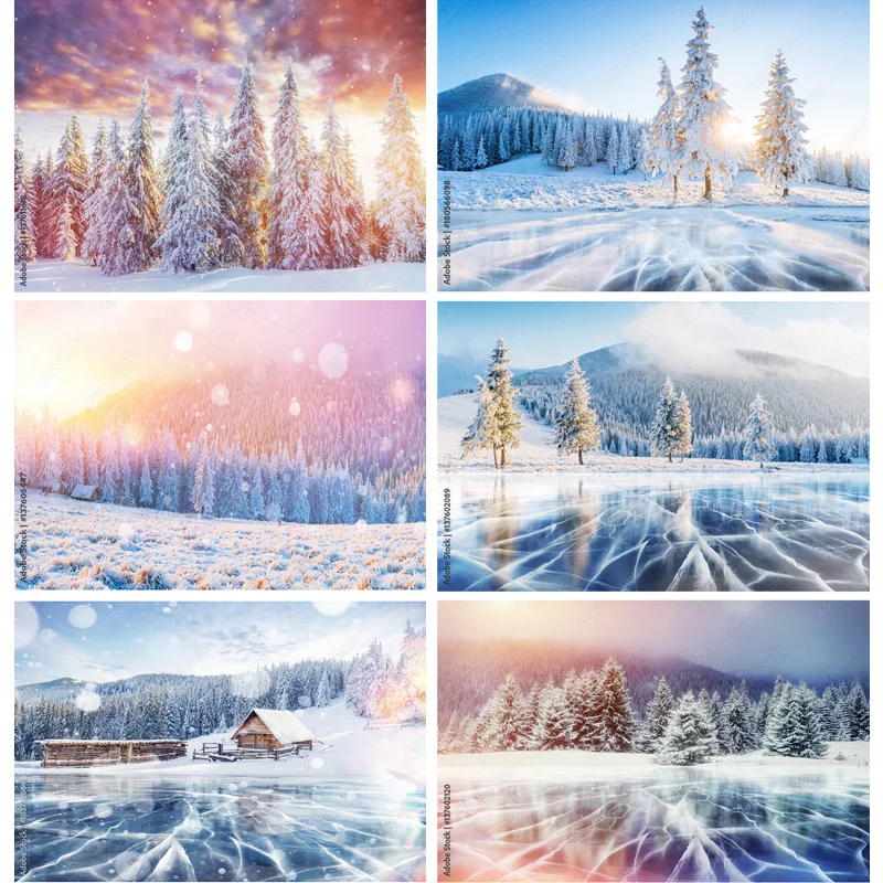 

SHUOZHIKE Winter Natural Scenery Photography Background Forest Snowflake Landscape Travel Photo Backdrops Studio Props DJXJ-02