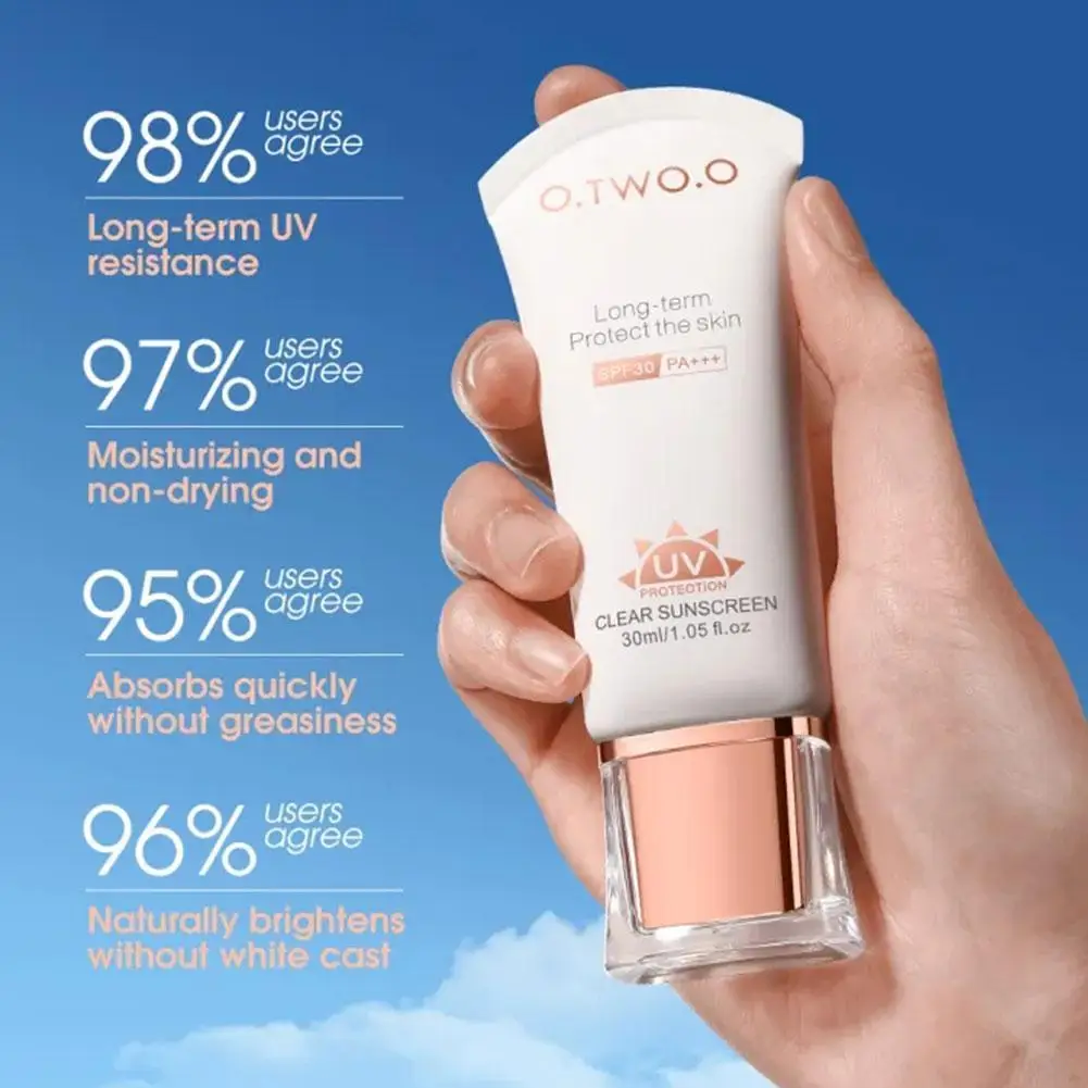 Crema solare SPF30 PA ++++-Formula rinfrescante senza olio, protezione UV a lunga durata per viso, carnagione radiosa, 30ML D4E0