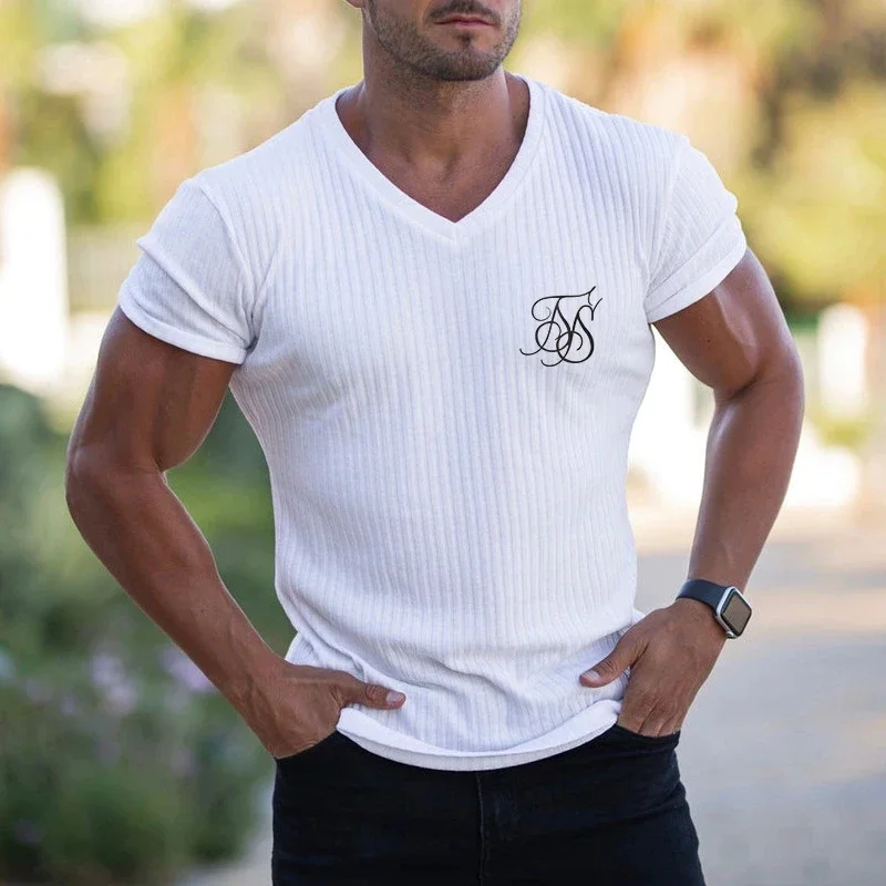 2024 NEW Sik Silk T Shirt Men Summer Short Sleeve Compression T shirt Mesh Tops loose Tee Male Clothing Fashion sports T-shirts